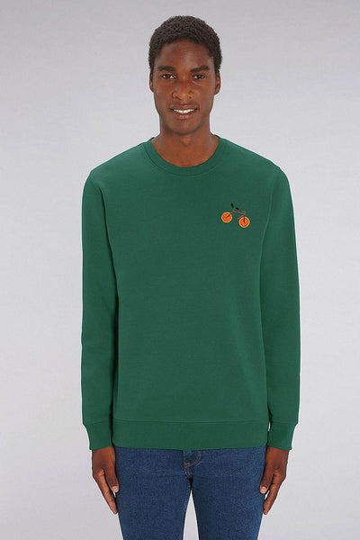 Green Orange Bicycle Sweatshirt, Heavyweight, from organic cotton blend, Unisex, for Women & for Men