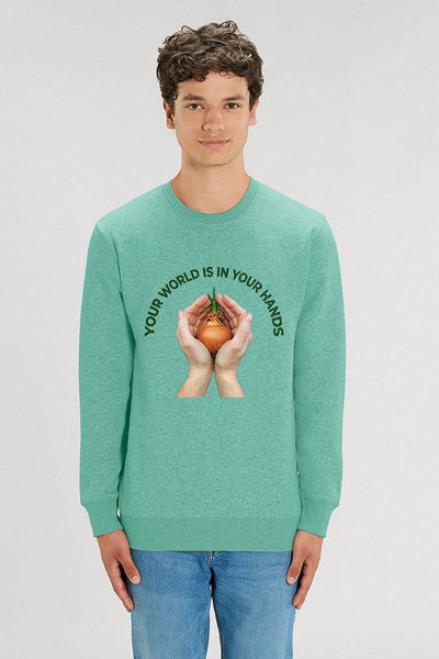 Mint green Your World Graphic Sweatshirt, Heavyweight, from organic cotton blend, Unisex, for Women & for Men