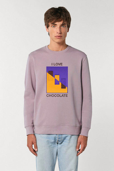 Lilac purple Chocolate Love Graphic Sweatshirt, Heavyweight, from organic cotton blend, Unisex, for Women & for Men