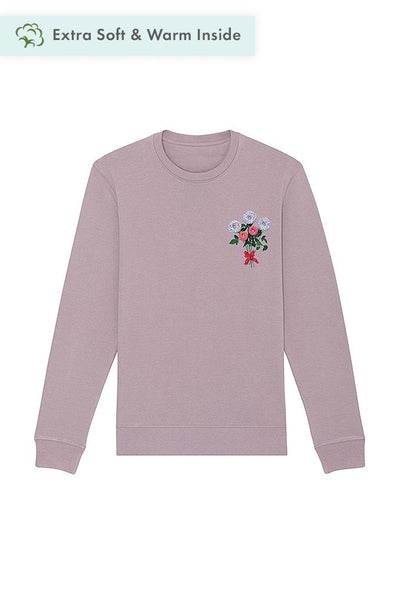 Lilac purple Donut Flowers Printed Sweatshirt, Heavyweight, from organic cotton blend