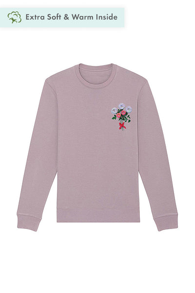 Lilac purple Donut Flowers Printed Sweatshirt, Heavyweight, from organic cotton blend