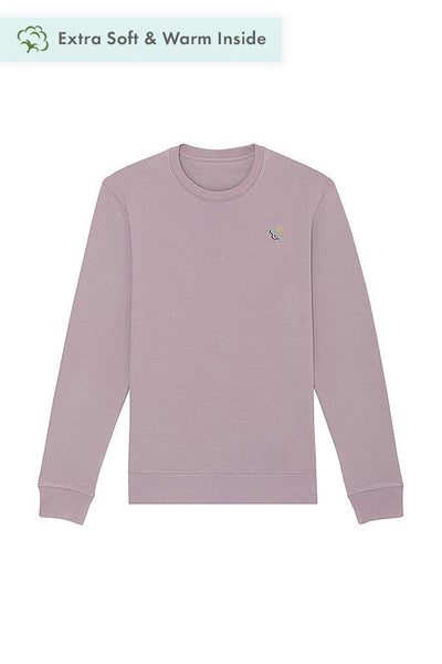 Lilac purple Embroidered BHappy Logo Sweatshirt, Heavyweight, from organic cotton blend, Unisex, for Women & for Men