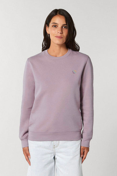 Lilac purple Embroidered BHappy Logo Sweatshirt, Heavyweight, from organic cotton blend, Unisex, for Women & for Men