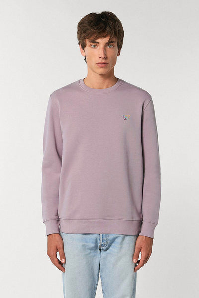 Lilac purple Embroidered BHappy Logo Sweatshirt, Heavyweight, from organic cotton blend, Unisex, for Women & for Men