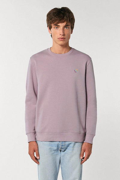 Lilac purple Embroidered BHappy Logo Sweatshirt, Heavyweight, from organic cotton blend, Unisex, for Women & for Men