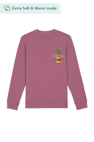Purple Cool Pineapple Printed Sweatshirt, Heavyweight, from organic cotton blend, Unisex, for Women & for Men