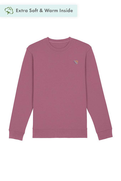 Purple Embroidered BHappy Logo Sweatshirt, Heavyweight, from organic cotton blend, Unisex, for Women & for Men