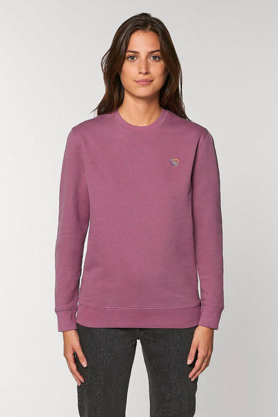 Purple Embroidered BHappy Logo Sweatshirt, Heavyweight, from organic cotton blend, Unisex, for Women & for Men