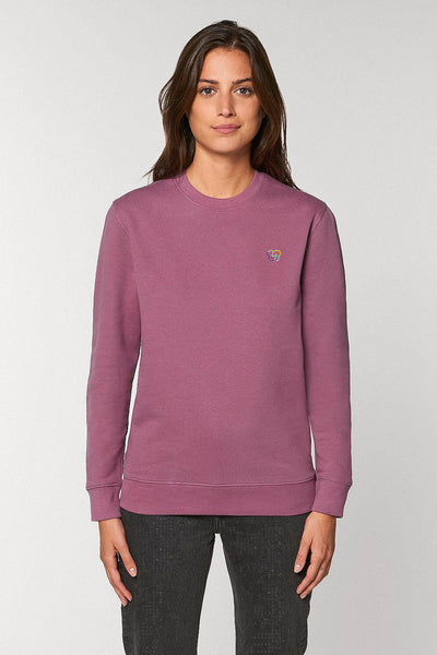 Purple Embroidered BHappy Logo Sweatshirt, Heavyweight, from organic cotton blend, Unisex, for Women & for Men