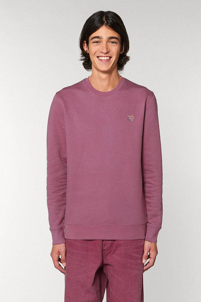 Purple Embroidered BHappy Logo Sweatshirt, Heavyweight, from organic cotton blend, Unisex, for Women & for Men