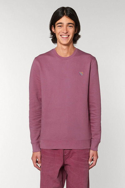 Purple Embroidered BHappy Logo Sweatshirt, Heavyweight, from organic cotton blend, Unisex, for Women & for Men