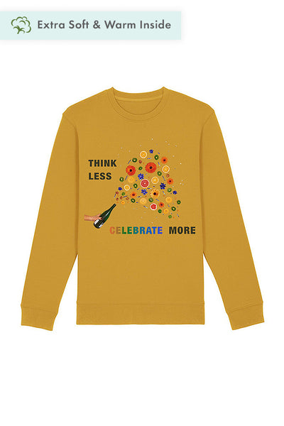 Yellow Celebrate Graphic Sweatshirt, Heavyweight, from organic cotton blend, Unisex, for Women & for Men
