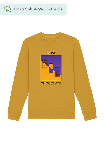 Yellow Chocolate Love Graphic Sweatshirt, Heavyweight, from organic cotton blend, Unisex, for Women & for Men