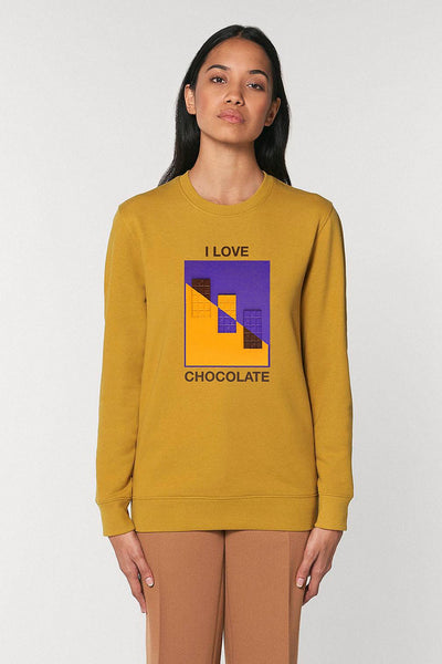 Yellow Chocolate Love Graphic Sweatshirt, Heavyweight, from organic cotton blend, Unisex, for Women & for Men