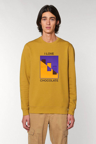 Yellow Chocolate Love Graphic Sweatshirt, Heavyweight, from organic cotton blend, Unisex, for Women & for Men
