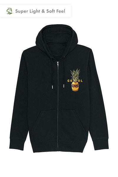 Black Cool Graphic Zip Up Hoodie, Medium-weight, from organic cotton blend, Unisex, for Women & for Men