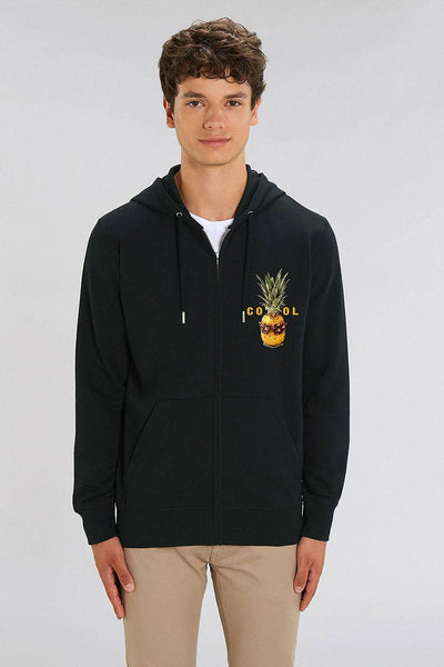 Black Cool Graphic Zip Up Hoodie, Medium-weight, from organic cotton blend, Unisex, for Women & for Men