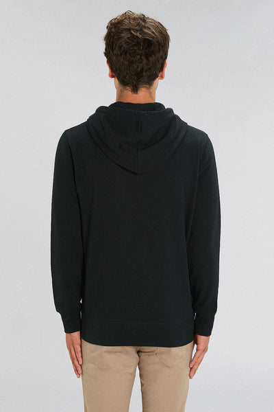 Black Embroidered Logo Zip Up Hoodie, Medium-weight, from organic cotton blend, Unisex, for Women & for Men