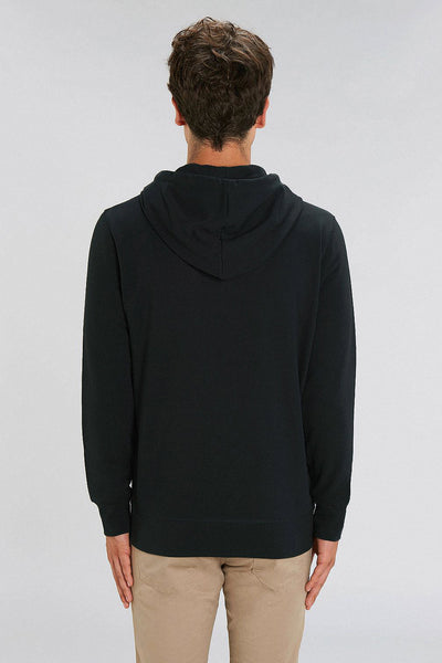 Black Embroidered Logo Zip Up Hoodie, Medium-weight, from organic cotton blend, Unisex, for Women & for Men