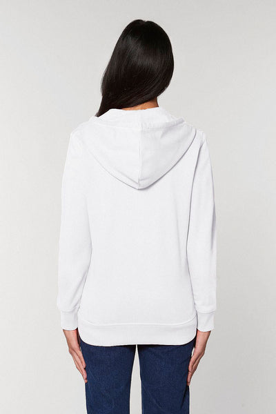 White Embroidered Logo Zip Up Hoodie, Medium-weight, from organic cotton blend, Unisex, for Women & for Men