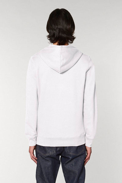 White Embroidered Logo Zip Up Hoodie, Medium-weight, from organic cotton blend, Unisex, for Women & for Men