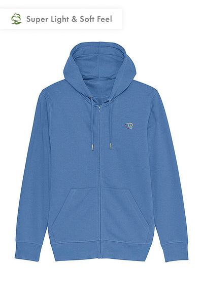 Blue Zip Hoodie Your World Print, Medium-weight, from organic cotton blend, Unisex, for Women & for Men