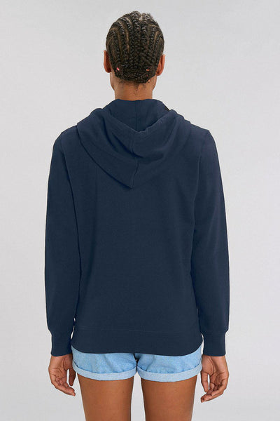 Navy Orange Bicycle Zip Up Hoodie, Medium-weight, from organic cotton blend, Unisex, for Women & for Men