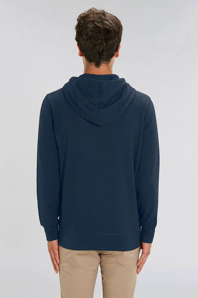 Navy Orange Bicycle Zip Up Hoodie, Medium-weight, from organic cotton blend, Unisex, for Women & for Men