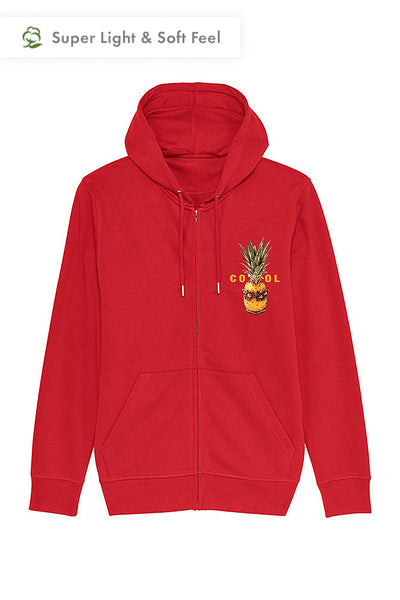 Red Cool Graphic Zip Up Hoodie, Medium-weight, from organic cotton blend, Unisex, for Women & for Men