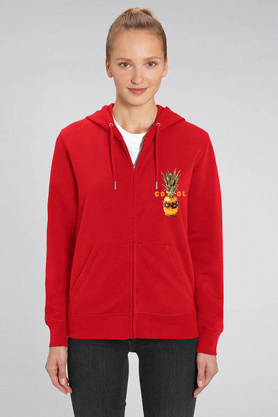 Red Cool Graphic Zip Up Hoodie, Medium-weight, from organic cotton blend, Unisex, for Women & for Men