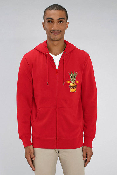 Red Cool Graphic Zip Up Hoodie, Medium-weight, from organic cotton blend, Unisex, for Women & for Men