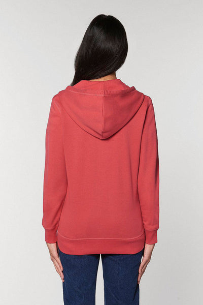 Red Embroidered Logo Zip Up Hoodie, Medium-weight, from organic cotton blend, Unisex, for Women & for Men