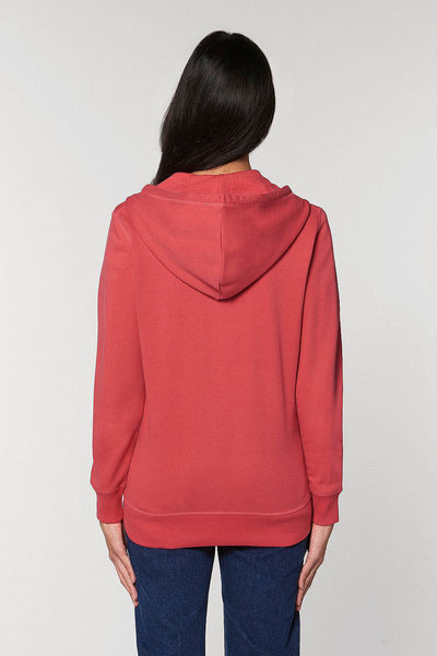 Red Embroidered Logo Zip Up Hoodie, Medium-weight, from organic cotton blend, Unisex, for Women & for Men
