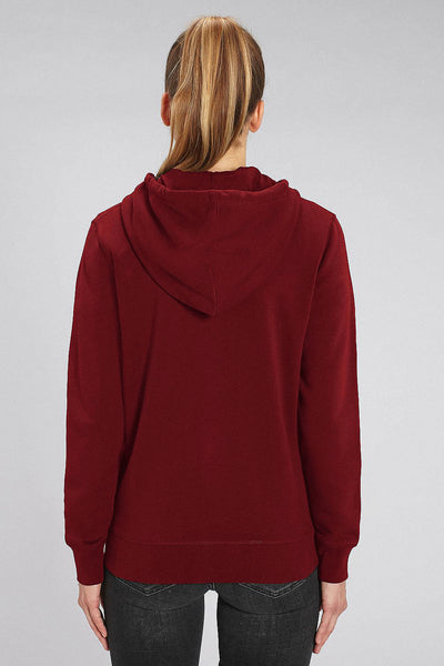 Burgundy Love Heart Zip Up Hoodie, Medium-weight, from organic cotton blend