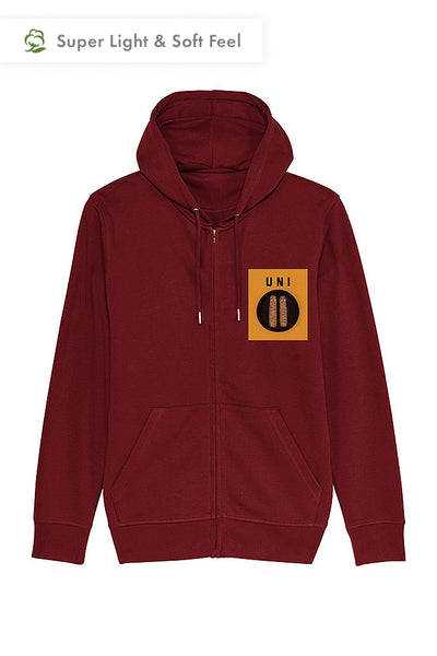 Burgundy Unicorn Graphic Zip Up Hoodie, Medium-weight, from organic cotton blend