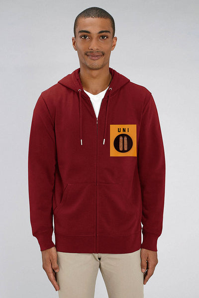Burgundy Unicorn Graphic Zip Up Hoodie, Medium-weight, from organic cotton blend