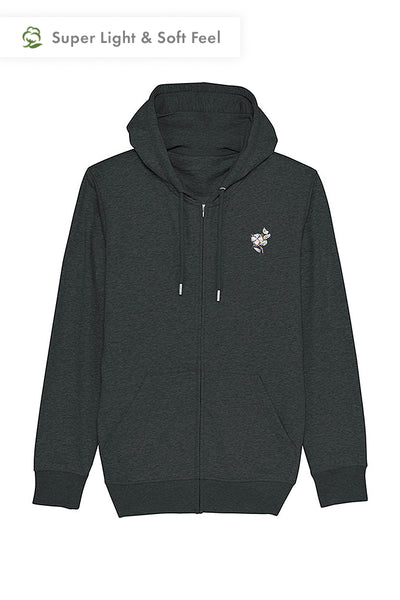 Dark grey Organic Cotton Zip Up Hoodie, Medium-weight, from organic cotton blend, Unisex, for Women & for Men