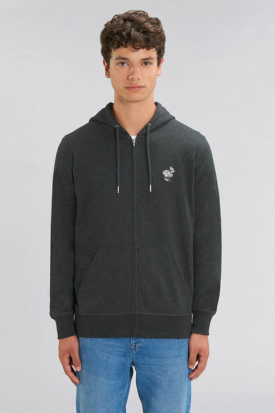 Dark grey Organic Cotton Zip Up Hoodie, Medium-weight, from organic cotton blend, Unisex, for Women & for Men