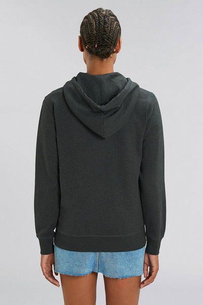 Dark grey Cute Floral Zip Up Hoodie, Medium-weight, from organic cotton blend