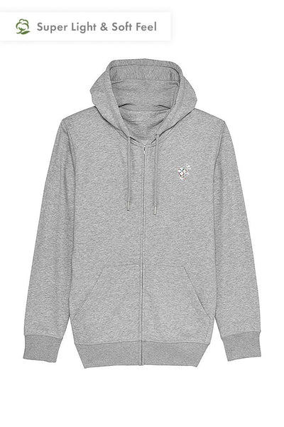 Grey Organic Cotton Zip Up Hoodie, Medium-weight, from organic cotton blend, Unisex, for Women & for Men