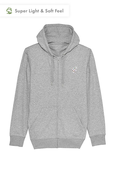 Grey Organic Cotton Zip Up Hoodie, Medium-weight, from organic cotton blend, Unisex, for Women & for Men