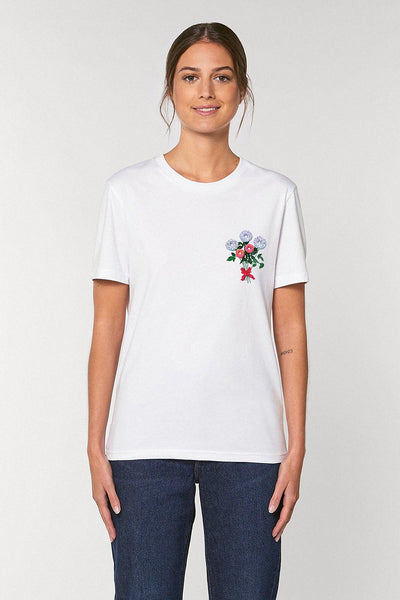 White Women Donut Flowers Graphic T-Shirt, 100% organic cotton