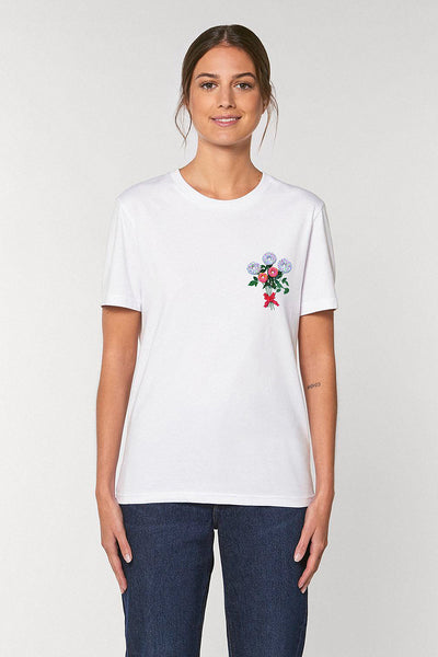 White Women Donut Flowers Graphic T-Shirt, 100% organic cotton