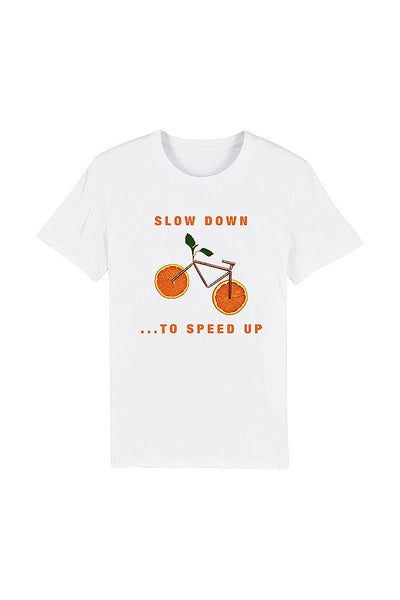 White Orange Bicycle Graphic T-Shirt, 100% organic cotton, Unisex, for Women & for Men