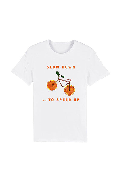 White Orange Bicycle Graphic T-Shirt, 100% organic cotton, Unisex, for Women & for Men