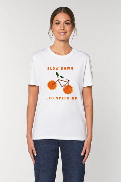 White Orange Bicycle Graphic T-Shirt, 100% organic cotton, Unisex, for Women & for Men