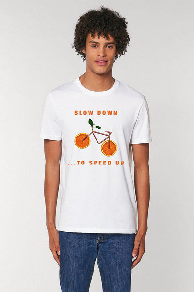 White Orange Bicycle Graphic T-Shirt, 100% organic cotton, Unisex, for Women & for Men