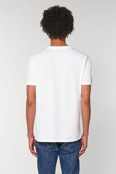 White Orange Bicycle Crew Neck T-Shirt, 100% organic cotton, Unisex, for Women & for Men