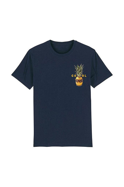 Navy Cool Pineapple Crew Neck T-Shirt, 100% organic cotton, Unisex, for Women & for Men