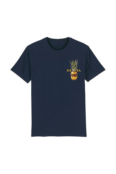 Navy Cool Pineapple Crew Neck T-Shirt, 100% organic cotton, Unisex, for Women & for Men